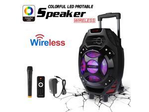Portable Remote LED Audio PA Speaker for Party w/ USB Wireless Microphone US