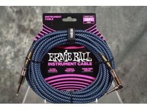 Ernie Ball 25FT Blue & Black Right Angle Braided Instrument Guitar Cable