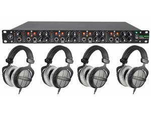 (4) Beyerdynamic DT-990-PRO-250 Studio Tracking Headphones+Mackie Headphone Amp (4) Beyerdynamic DT-990-PRO-250 Studio Tracking Headphones+Mackie Headphone Amp