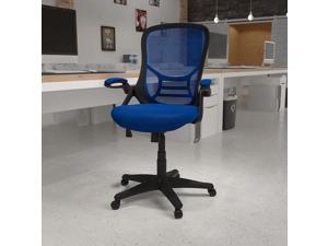 Flash Furniture High Back Blue Mesh Ergonomic Swivel Office Chair with Black Frame and Flip-up Arms Flash Furniture High Back Blue Mesh Ergonomic Swivel Office Chair with Black Frame and Flip-up Arms