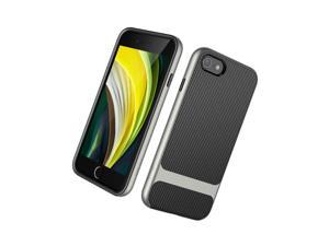 Jetech Case For Iphone Se 2020/8/7 4.7-Inch 2-Layer Slim Carbon Fiber Cover Grey