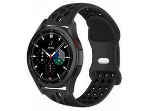 Compatible For Galaxy Watch 4 Band 40Mm/44Mm Classic 4 Band 42Mm/46Mm,20Mm Silicone Bands Strap Compatible With Samsung Galaxy Watch4 40Mm/44Mm Classic 42Mm/46Mm Band For Men Women (Black-Black)