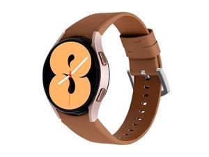 Compatible With Samsung Galaxy Watch 4 Strap 40Mm 44Mm/ Galaxy Watch 4 Classic Band 42Mm 46Mm Women Men, No Gap Leather Watch Strap For Samsung Galaxy Watch 4, Brown
