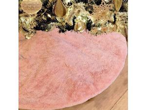 36 Inch Faux Fur Christmas Tree Skirt Pink Shiny Plush Skirt For Merry Christmas Party Christmas Tree Decoration