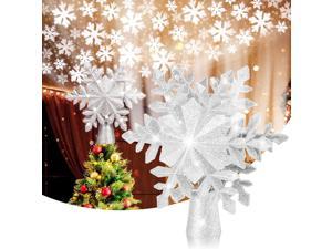 Christmas Tree Topper, Christmas Tree Topper Lighted With Led Rotating Snowflake Projector Lights, 3D Hollow Silver Snowflake Christmas Tree Topper Lights Indoor For Xmas Tree Bedroom Silver