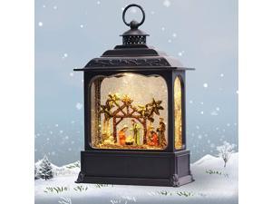 Nativity Musical Lighted Water Lantern Christmas Snow Globe With 6 Hour Timer, Battery Operated & Usb Powered Singing Swirling Glitter Snow Globe Lantern Christmas Holiday Home Decor Gift11