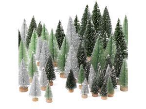 30Pcs Mini Christmas Trees - Artificial Christmas Tree Bottle Brush Trees Christmas With 5 Sizes, Sisal Snow Trees With Wooden Base For Christmas Decor Christmas Party Home Table Craft Decorations 2