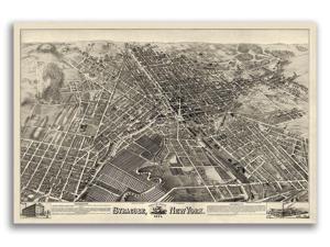 Bird/'s Eye View 1884 Glens Falls New York Vintage City Map 16x24