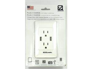 X73692 EZQUEST 2-Outlet, 2-Port 2.1-Amp Plug & Charge USB Charger, 15A/125V X73692 EZQUEST 2-Outlet, 2-Port 2.1-Amp Plug & Charge USB Charger, 15A/125V
