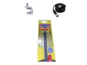 18FT RG8X COAX FS2 B 2FT CB ANTENNA NEW FIRESTIK 2 FS2 BLACK BRACKET /& STUD