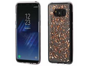 For Samsung S8 - Rose Gold Flakes (T-Clear) Krystal Gel Series TPU Case Cover