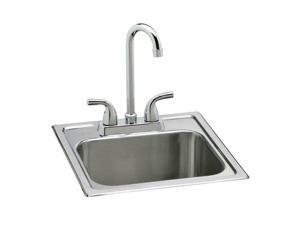 All-In-One Drop-In Stainless Steel 15 In. 2-Hole Single Bowl Bar Sink All-In-One Drop-In Stainless Steel 15 In. 2-Hole Single Bowl Bar Sink