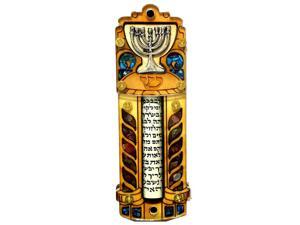 Most Original Gifts 4 Classic Aluminum Mezuzah Case for Indoor and Outdoor Jewish Mezzuzahs for Door in Be Blessed Natural Cotton Pouch