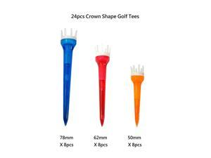 Posma T020AUS 24pcs Golf Tees Mixed Color Plastic Crown Shape Claw Cushion Top Lift Tees Value Pack