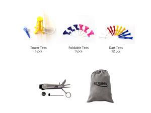 Posma GTS017 Multi Series Tee bundle set with 3pcs Tower Tee + 3pcs Foldable Tee + 12pcs Dart Tee + 6 In 1 Golf Multi Function All In One Golfers Tool + Flannel Storage Bag Posma GTS017 Multi Series Tee bundle set with 3pcs Tower Tee + 3pcs Foldable Tee + 12pcs Dart Tee + 6 In 1 Golf Multi Function All In One Golfers Tool + Flannel Storage Bag