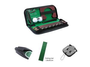 Posma PG020F Golf Putter kit set with 1.8mX0.3m putting mat, auto reverse electric putting hole, and 2-player score caddy, - Indoor outdoor golf putting training practice aid