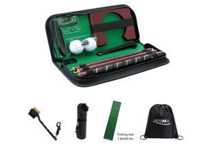 Posma PG020J Golf Putter kit set with 1.8mX0.3m putting mat,Wet Scrub Self-Contained Water Brush, and Double side groove cleaning brus - Indoor outdoor golf putting training practice aid Golf cleaner