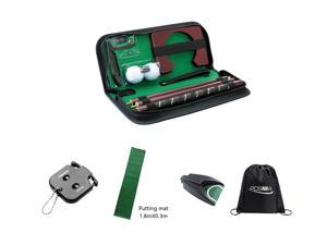 Posma PG020FX Golf Putter kit set with 1.8mX0.3m putting mat, auto reverse electric putting hole, and 2-player score caddy, - Indoor outdoor golf putting training practice aid
