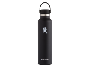 Hydro Flask 24 oz Double Wall Vacuum Insulated Stainless Steel Standard Mouth Water Bottle with Flex Cap, Black