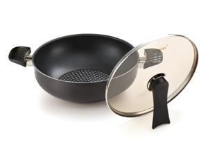 Happycall 5 Layer Diamond Nonstick Party Wok, 11inch, Stir Fry Pan, With Two Handles, Deep Frying, With Glass Lid Happycall 5 Layer Diamond Nonstick Party Wok, 11inch, Stir Fry Pan, With Two Handles, Deep Frying, With Glass Lid