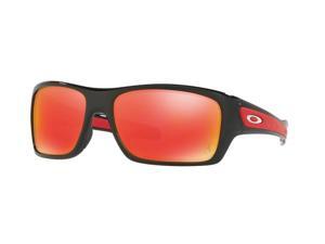 Oakley Sun 0OO9263 Turbine Rectangle Unisex Sunglasses - Size 63 (Polished Black / Ruby Iridium) Oakley Sun 0OO9263 Turbine Rectangle Unisex Sunglasses - Size 63 (Polished Black / Ruby Iridium)