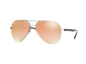 Ray-Ban 0RB8058 Rimless Pilot Unisex Sunglasses - Size 59 (Mirror Gradient Copper/Grey)