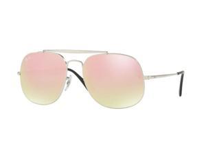 Ray-Ban 0RB3561 Full Rim Square Unisex Sunglasses - Size 57 (Gradient Brown Mirror Pink/Silver)