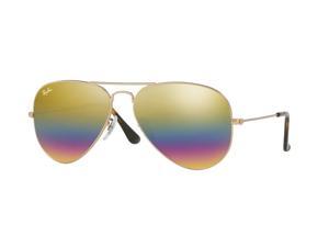 Ray-Ban 0RB3025 Full Rim Pilot Unisex Sunglasses - Size 62 (Light Grey Mirror Rainbow 3/Metallic Light Bronze)
