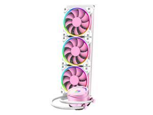 PINKFLOW 360 CPU Water Cooler 5V Addressable RGB AIO Cooler 360mm CPU Liquid Cooler 3X120mm, pink phantom color ARGB light effect all-in-one, Intel 115X/2066 , AMD TR4/AM4 (Remote Controller is Includ