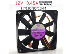 Bairui Bi-Sonic SP801512HM DC12V 0.45A 3-wire 8CM/cm ultra-thin Case Fan