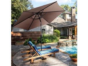 GoPlus 10FT Patio Umbrella 6 Ribs Market Steel Tilt W/ Crank Outdoor Garden Tan GoPlus 10FT Patio Umbrella 6 Ribs Market Steel Tilt W/ Crank Outdoor Garden Tan