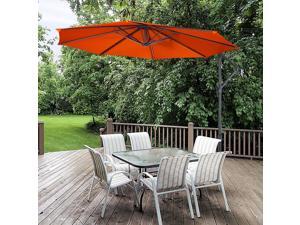Costway 10' Ft Hanging Umbrella Patio Sun Shade Offset Outdoor Market Cross Base Orange Costway 10' Ft Hanging Umbrella Patio Sun Shade Offset Outdoor Market Cross Base Orange