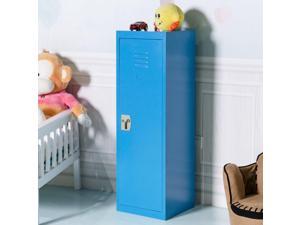 Costway 48'' Kid Locker Safe Storage Children Single Tier Metal Lockers Lock And Key Blue