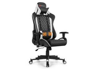 Massage Gaming Chair Reclining Racing Chair w/Lumbar Support and Headrest Blue Massage Gaming Chair Reclining Racing Chair w/Lumbar Support and Headrest Blue