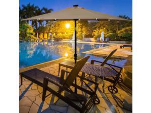 Costway 9FT Patio Solar Umbrella LED Patio Market Steel Tilt W/ Crank Outdoor Costway 9FT Patio Solar Umbrella LED Patio Market Steel Tilt W/ Crank Outdoor