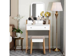 Costway Makeup Vanity Table Dressing table Cushioned Stool Set
