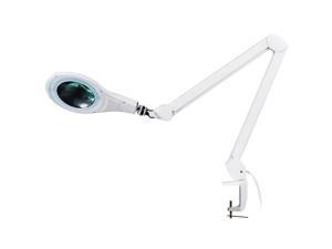 LED Magnifying Glass Desk Lamp w/ Swivel Arm & Clamp 2.25x Magnification White