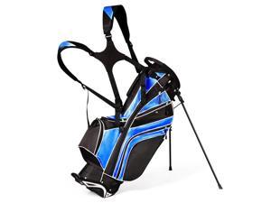 Golf Stand Cart Bag Club w/6 Way Divider Carry Organizer Pockets Storage Blue