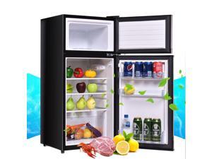 2 Doors 3.4 cu ft. Unit Stainless Steel Compact Mini Refrigerator Freezer Cooler