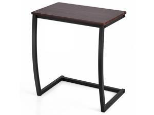 Costway Sofa Side End Table C-shaped Coffee Tray Laptop Snack Stand with Steel Frame