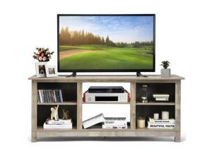 Costway 2-Tier 58'' TV Stand Entertainment Media Console Center Up to 65'' Grey