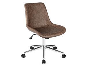 Costway Mid Back Office Chair Armless Adjustable PU Leather Task Swivel Chair Costway Mid Back Office Chair Armless Adjustable PU Leather Task Swivel Chair