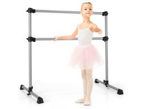 Goplus 4FT Portable Double Freestanding Ballet Barre Dancing Stretching Silver Goplus 4FT Portable Double Freestanding Ballet Barre Dancing Stretching Silver