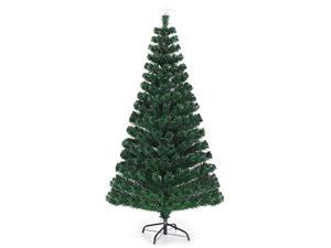 Costway 6'Pre-Lit Artificial Christmas Tree Fiber Optic 230 Lights Top