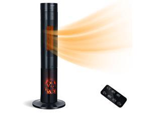 Costway 1500W Electric Space Heater PTC Fast Heating Ceramic Heater 3D Realistic Flame