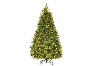 Costway 7Ft Pre-Lit Christmas Tree Hinged 460 LED Lights Pine Cones