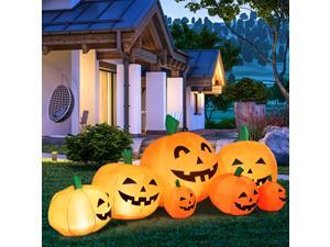 Costway 7.5' Halloween Inflatable 7 Pumpkins Patch W/LED Light Outdoor Garden Decoration