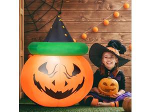 Costway 4ft Inflatable  Pumpkin Halloween Decoration w/ Witch Hat LED Light
