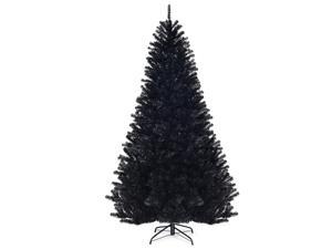 Costway 7.5Ft Hinged Artificial Christmas Tree Full Tree w/ Metal Stand Black