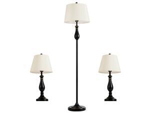 3-Piece Lamp Set 2 Table Lamps 1 Floor Lamp Matt Black Vintage Home Bedroom 3-Piece Lamp Set 2 Table Lamps 1 Floor Lamp Matt Black Vintage Home Bedroom
